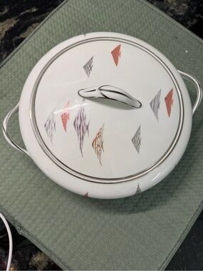 Noritake White Covered China Dish Tropical Fish Pattern like new